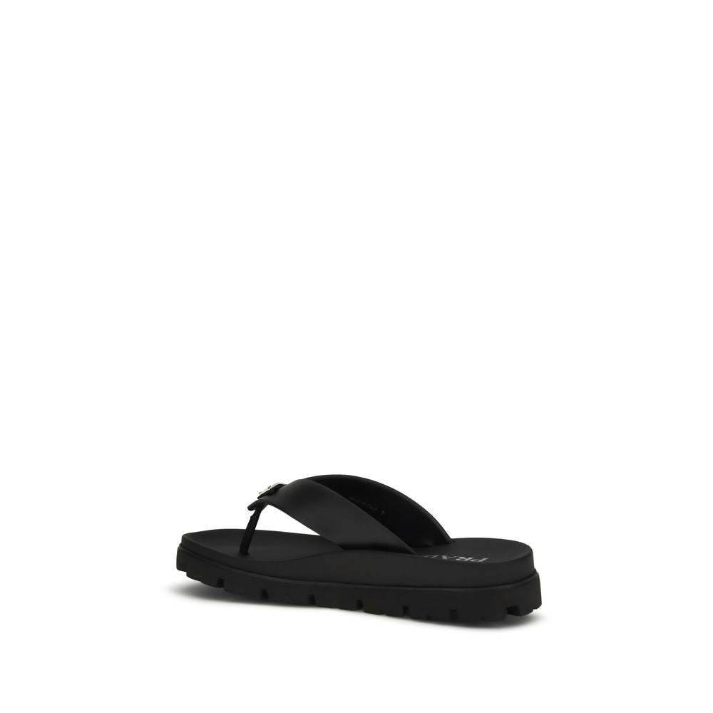 Prada Brown Calf Leather Bos Taurus Flat Sandals