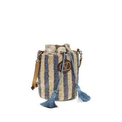 Valentino Garavani Blue Raffia Backet Bag