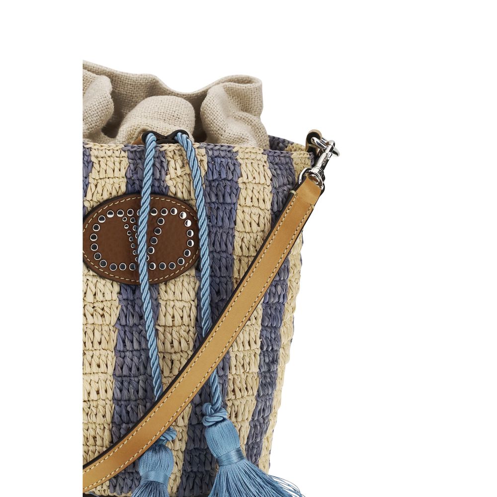 Valentino Garavani Blue Raffia Backet Bag