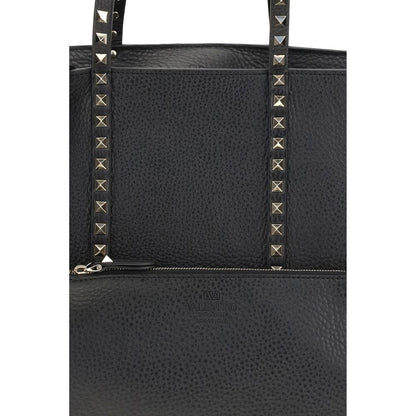 Valentino Garavani Black Calf Leather Bos Taurus Shoulder Bag