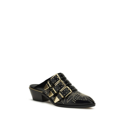 Chloé Black Calf Leather Bos Taurus Mules