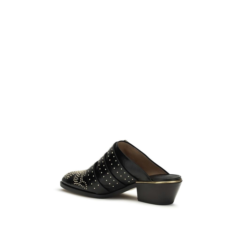 Chloé Black Calf Leather Bos Taurus Mules