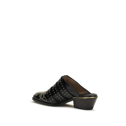 Chloé Black Calf Leather Bos Taurus Mules