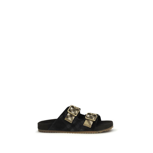 Burberry Black Calf Leather Bos Taurus Strap-On Sandals