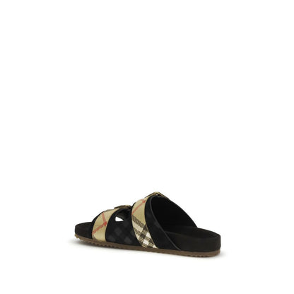 Burberry Black Calf Leather Bos Taurus Strap-On Sandals