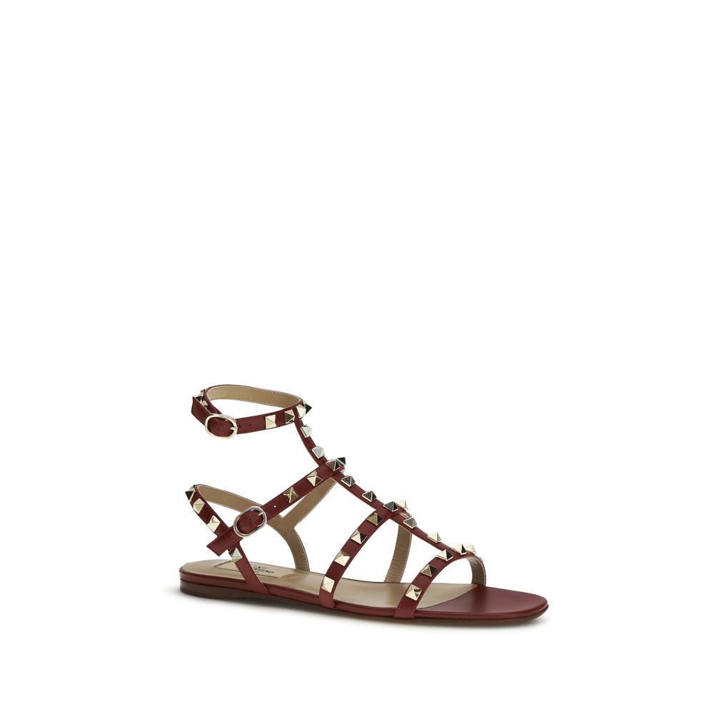 Valentino Garavani Brown Calf Leather Bos Taurus Strap-On Sandals