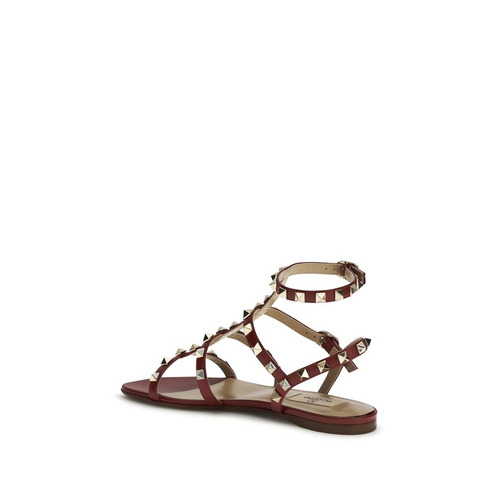 Valentino Garavani Brown Calf Leather Bos Taurus Strap-On Sandals