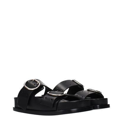 Jil Sander Black Leather Slippers