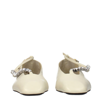 Jil Sander Beige Leather Ballet Flats