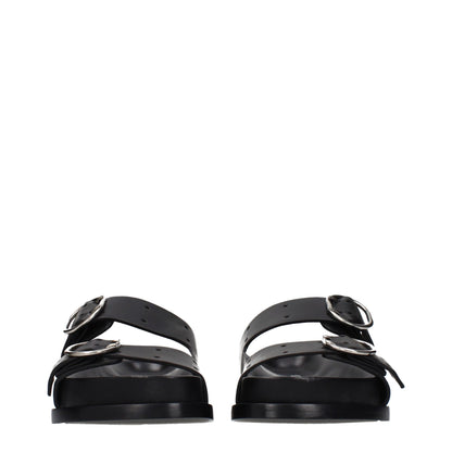 Jil Sander Black Leather Slippers