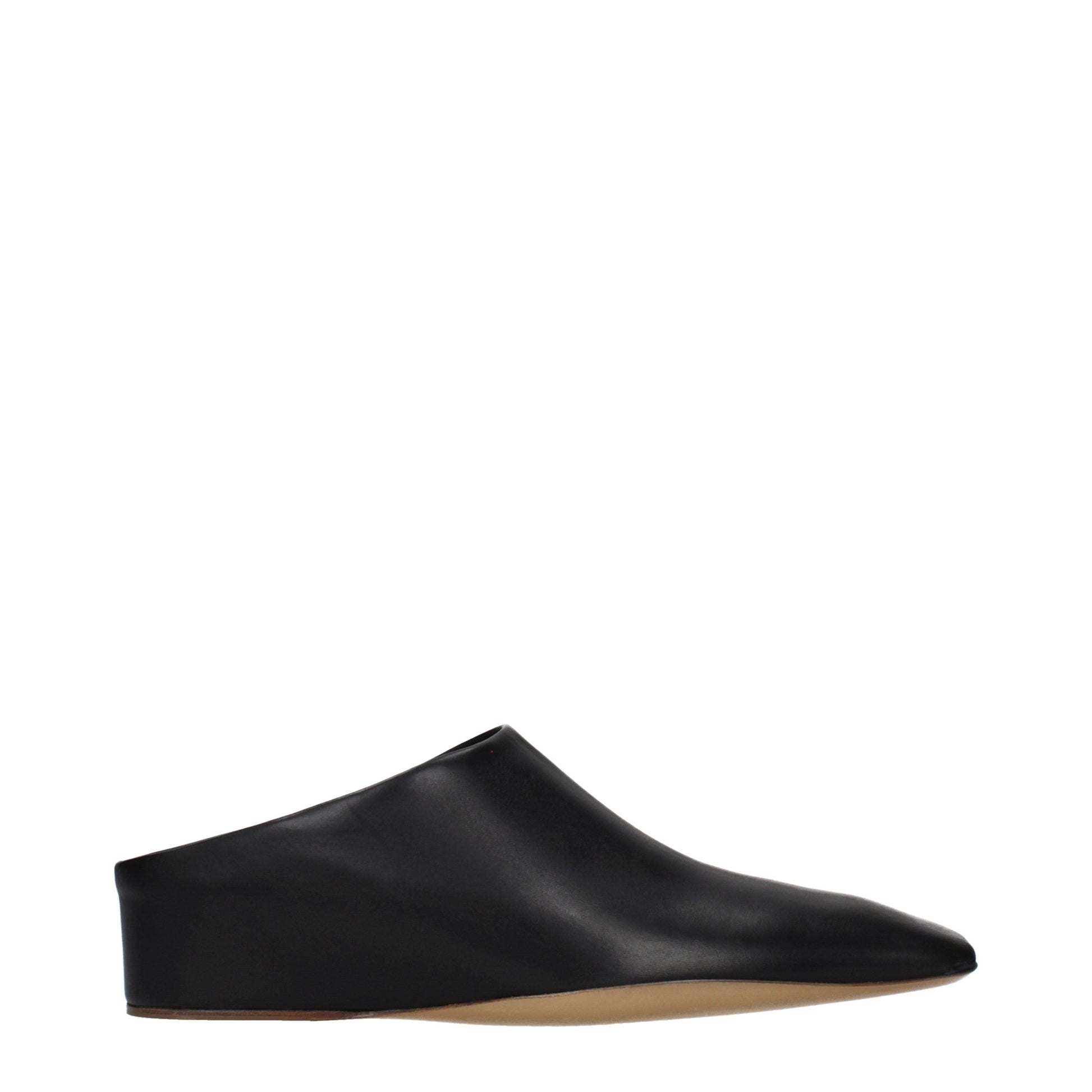 Jil Sander Black Leather Slippers