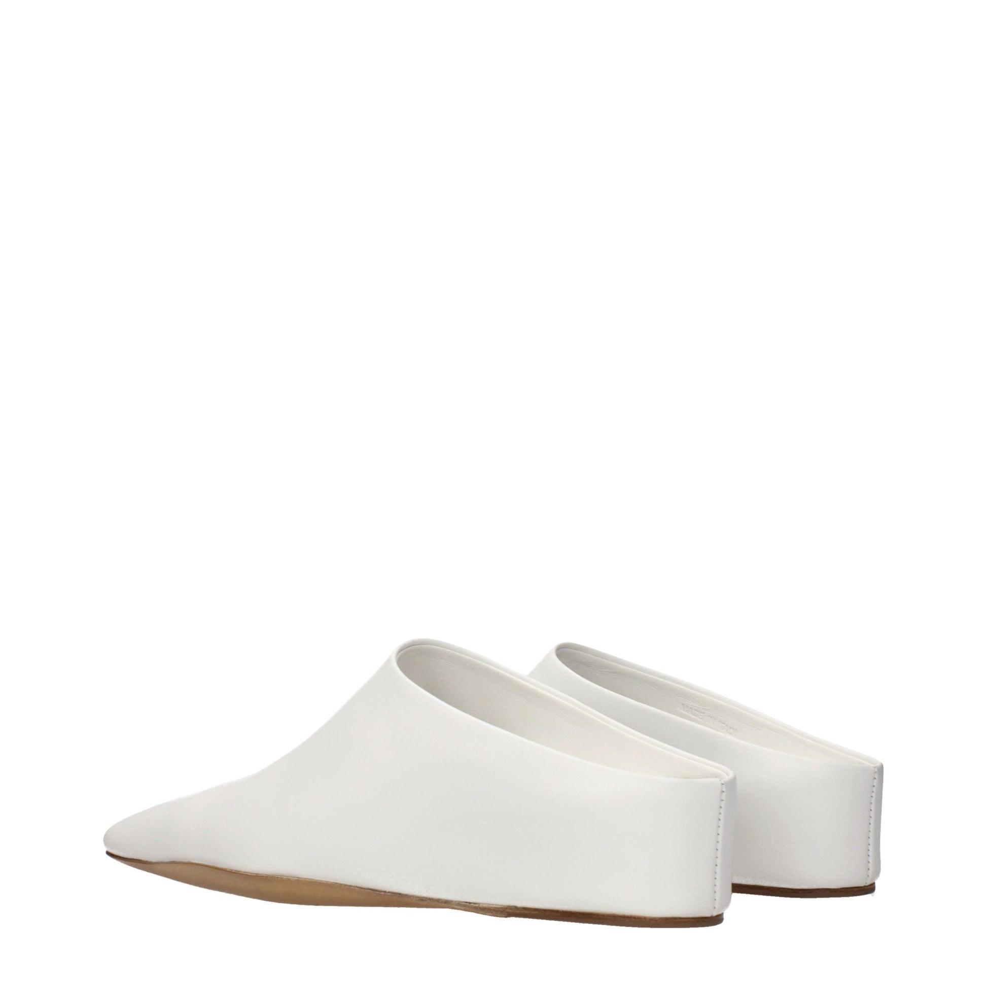 Jil Sander White Leather Slippers