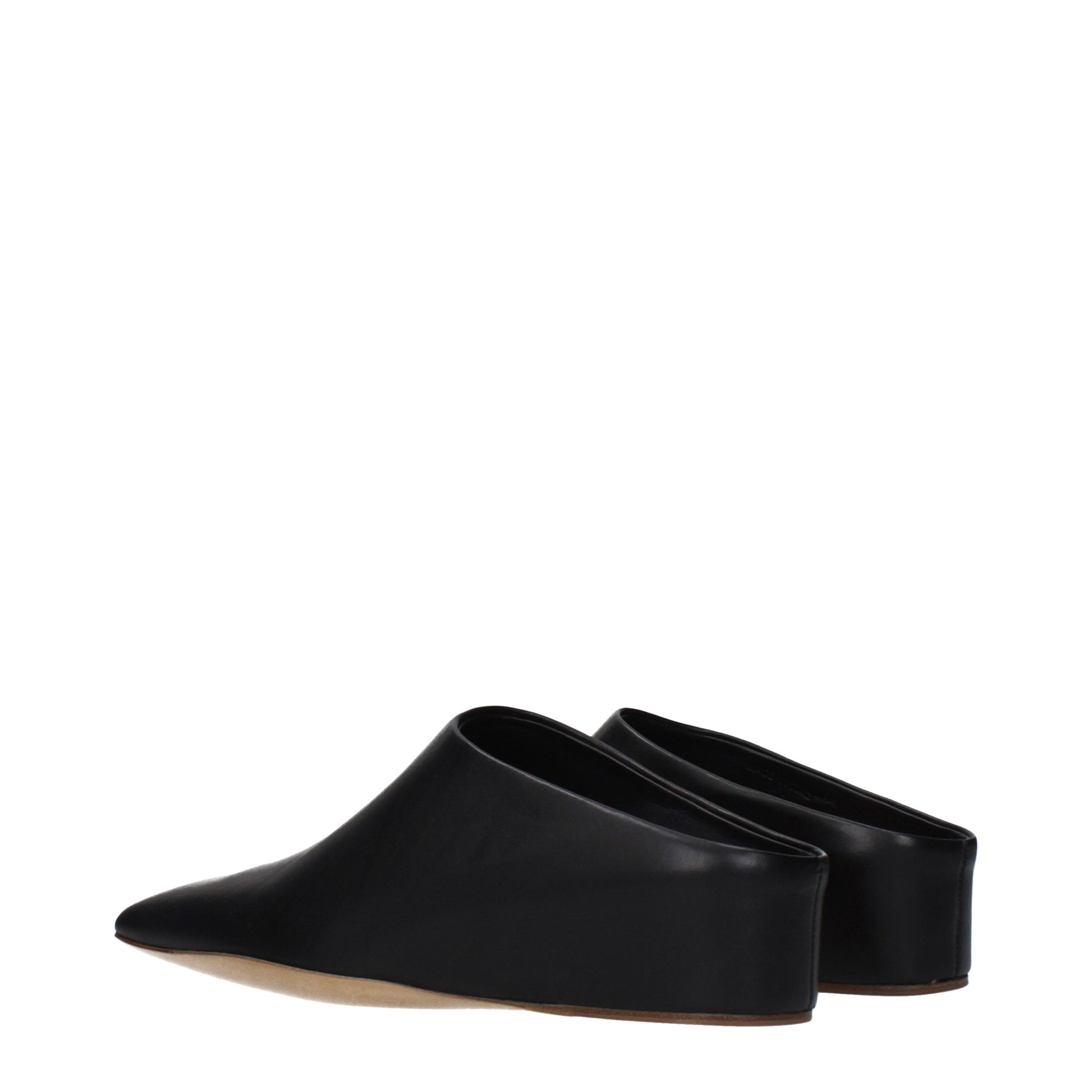 Jil Sander Black Leather Slippers