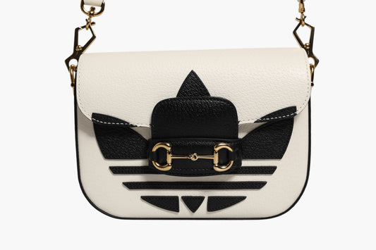 Gucci x Adidas Horsebit 1955 White Black Calfskin Leather Shoulder Bag