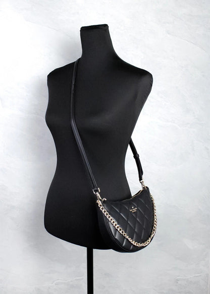 Kate Spade Carey Small Black Quilted Leather Zip Top Crossbody Bag