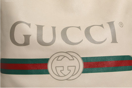 Gucci White Web Sherry Logo Print Tote Bag