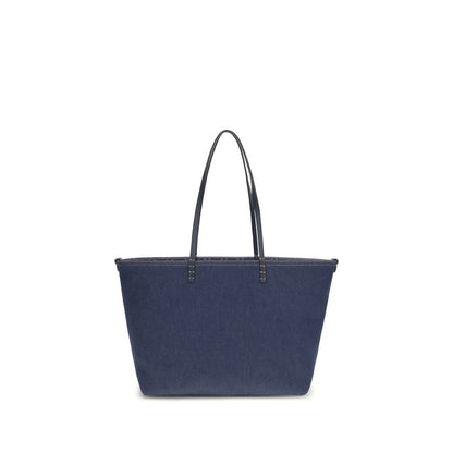 Fendi Blue Cotton Shoulder Bag