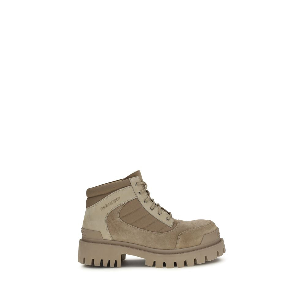 Balenciaga Beige Cotton Lace-Up Boots
