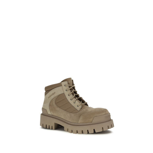 Balenciaga Beige Cotton Lace-Up Boots