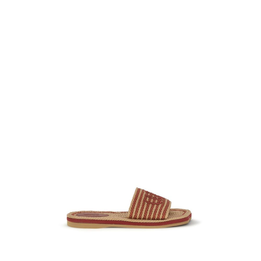 Chloé Brown Raffia Slippers