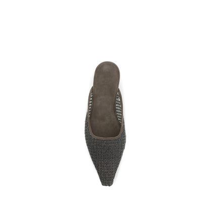 Brunello Cucinelli Brown Calf Leather Bos Taurus Ballet Flats