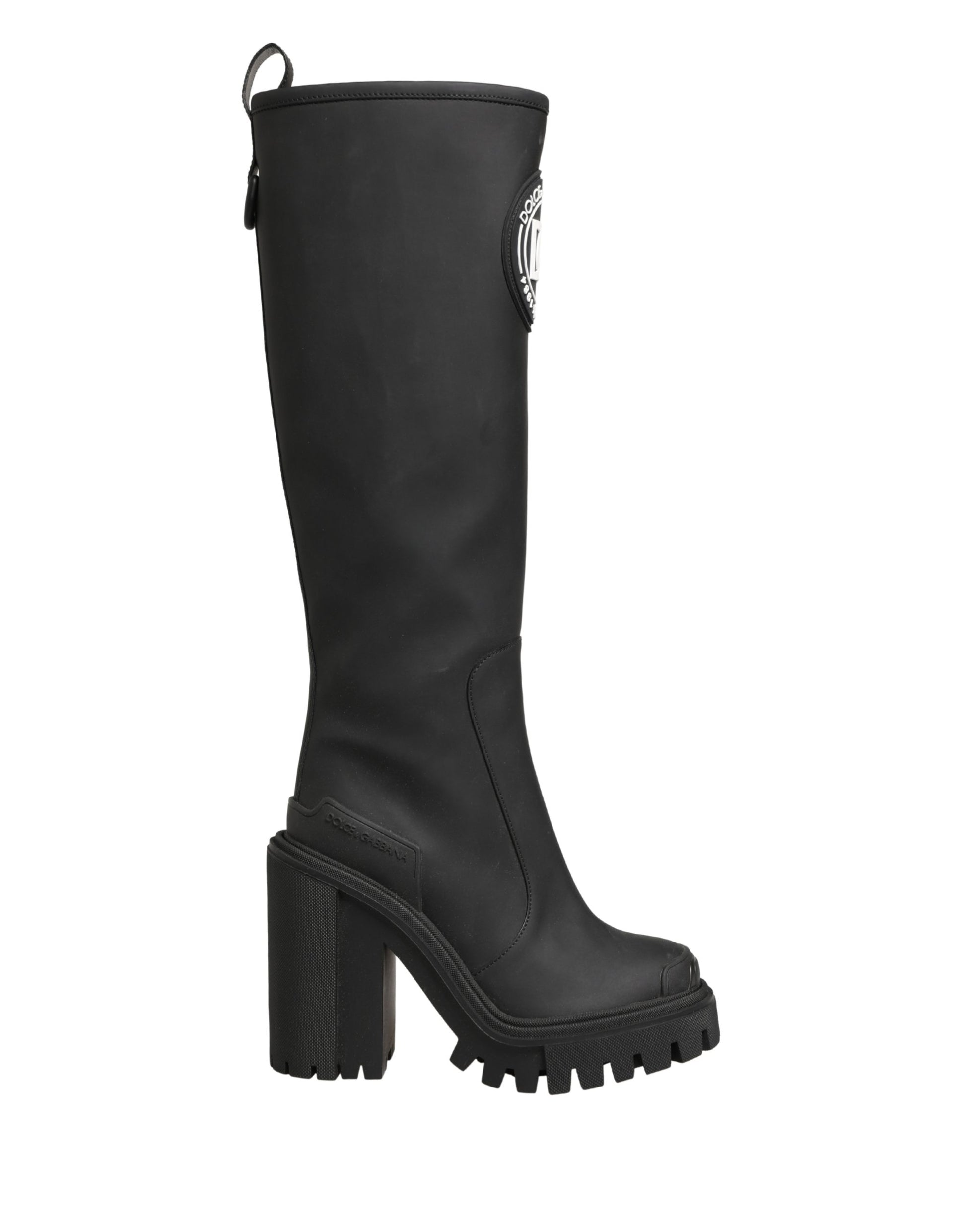 Dolce & Gabbana Black Rubberised Leather High Boots Shoes