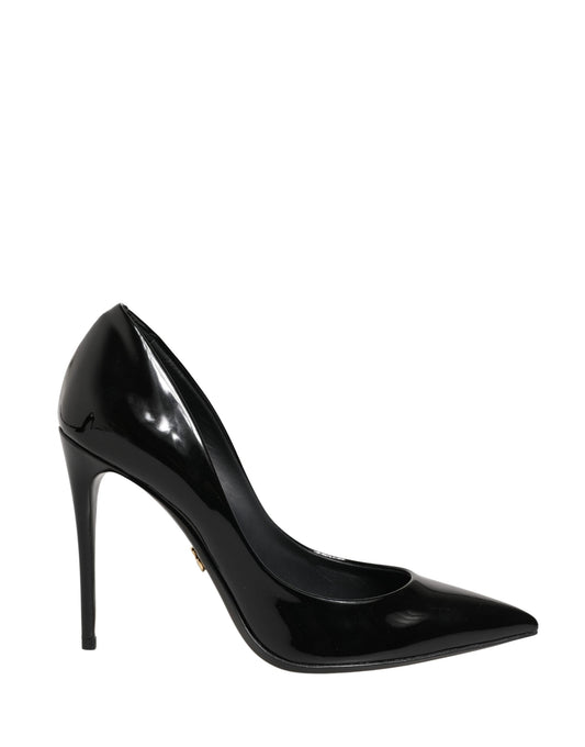 Dolce & Gabbana Black Calf Leather Stiletto Heels Pumps Shoes