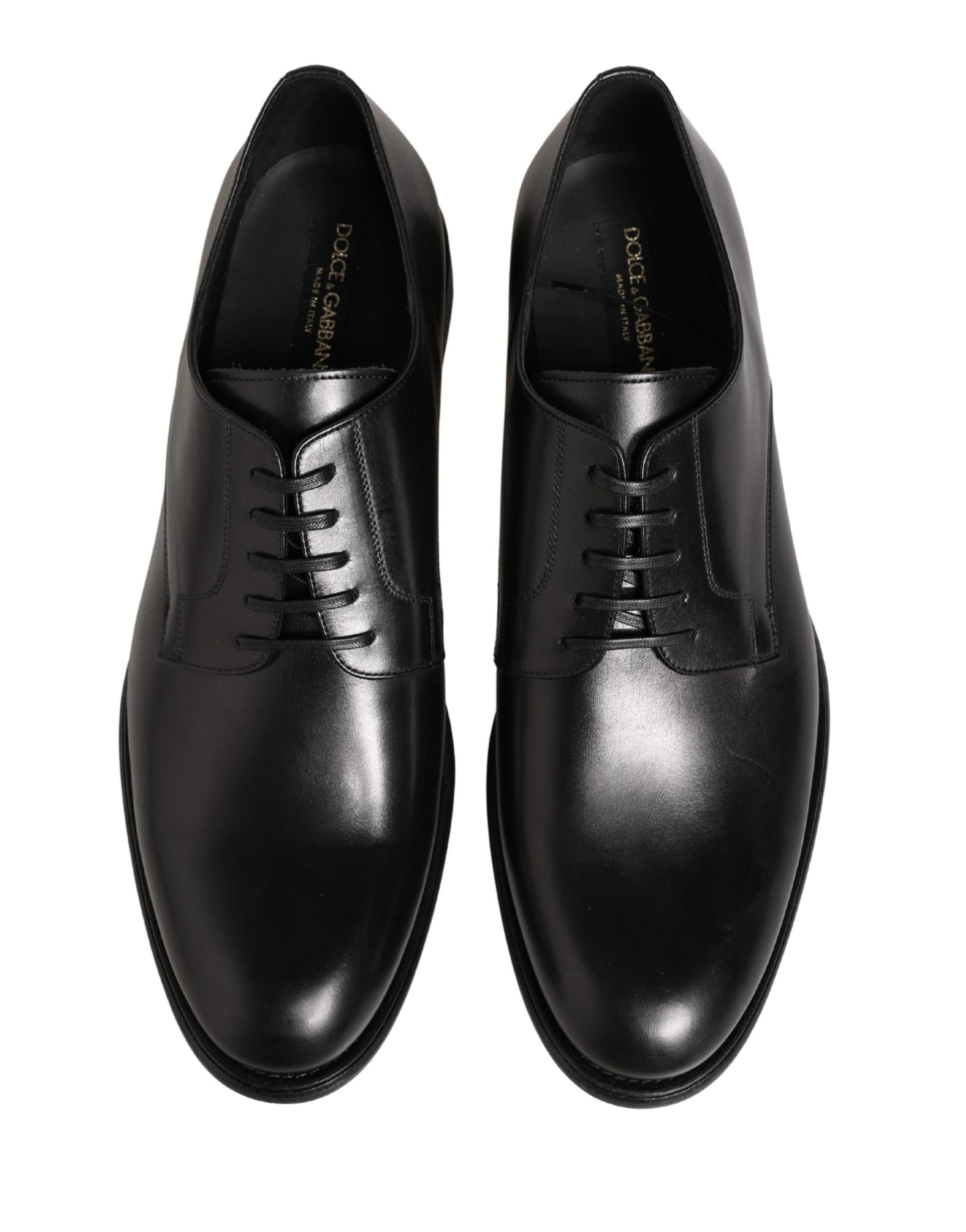 Dolce & Gabbana Black Calfskin Leather Derby Men Dress Shoes