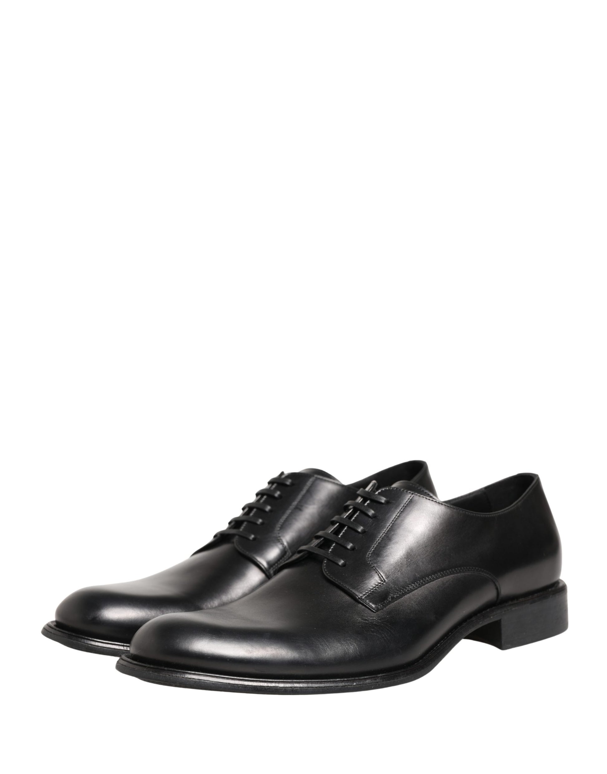 Dolce & Gabbana Black Calfskin Leather Derby Men Dress Shoes