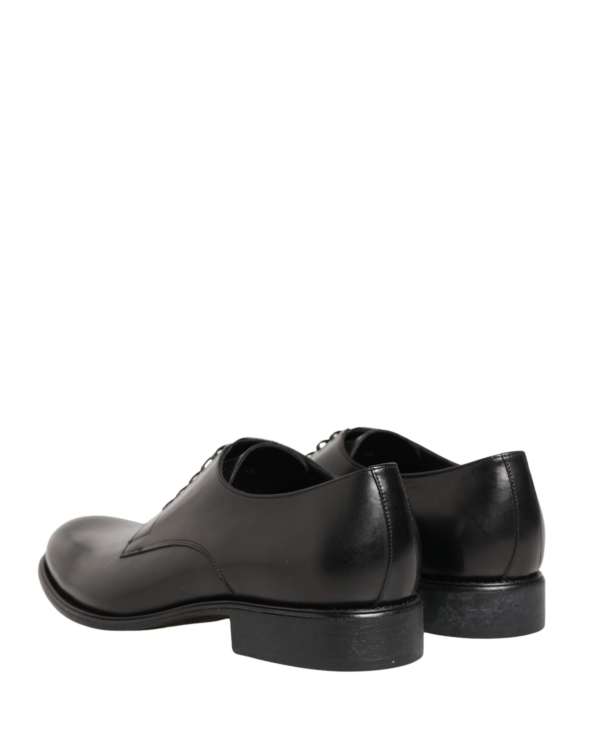 Dolce & Gabbana Black Calfskin Leather Derby Men Dress Shoes