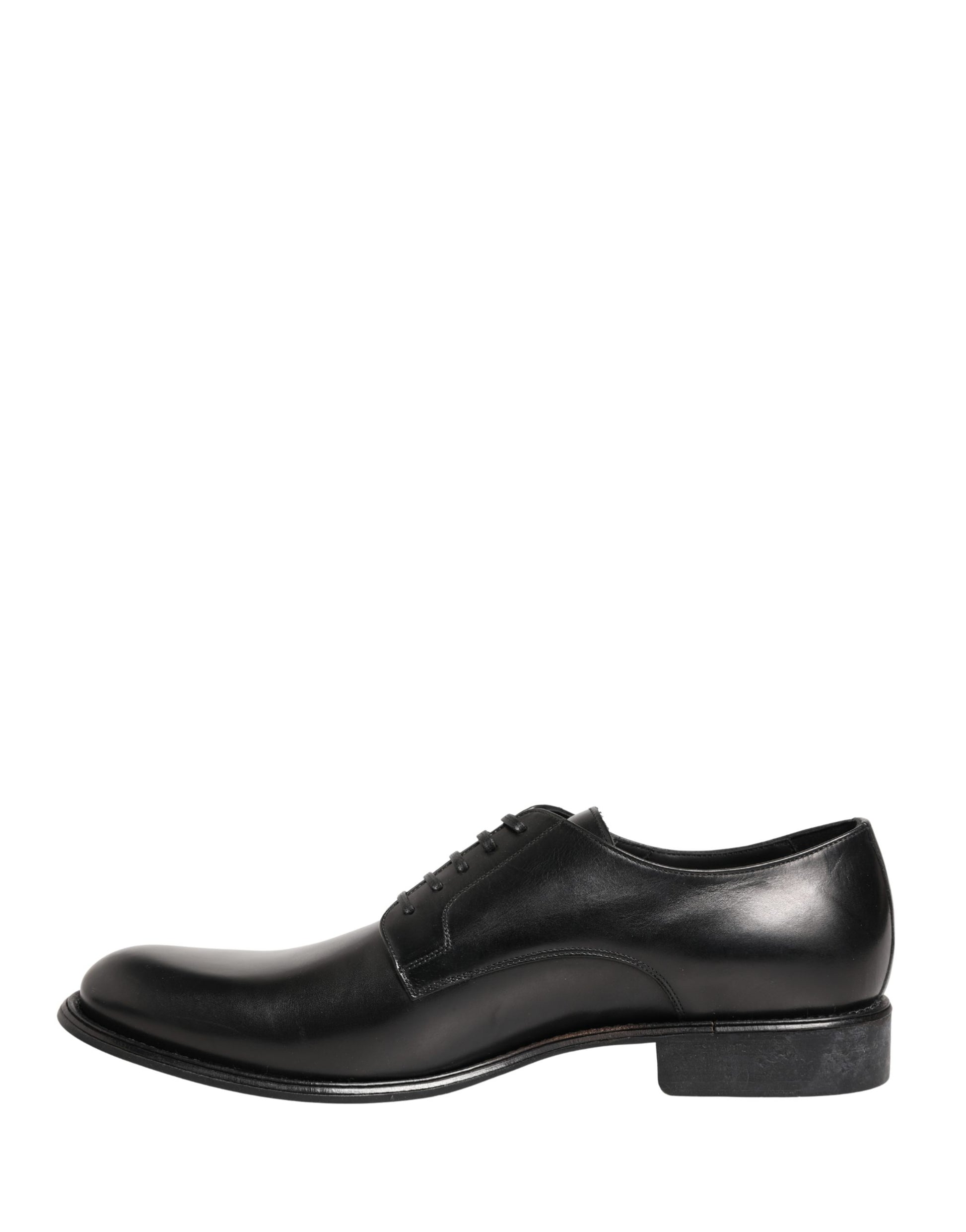 Dolce & Gabbana Black Calfskin Leather Derby Men Dress Shoes