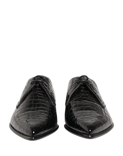 Dolce & Gabbana Black Exotic Leather Derby Men Dress Shoes