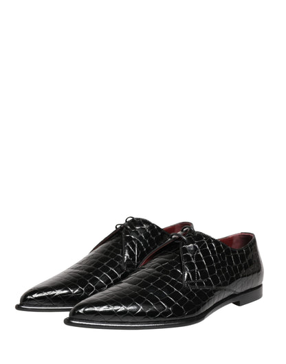 Dolce & Gabbana Black Exotic Leather Derby Men Dress Shoes
