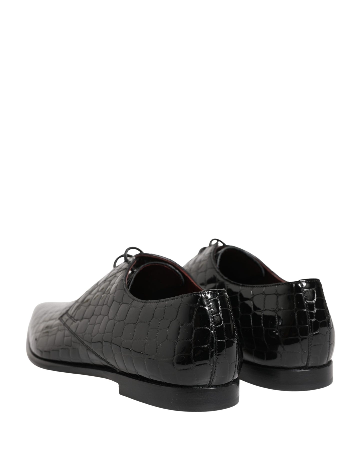 Dolce & Gabbana Black Exotic Leather Derby Men Dress Shoes