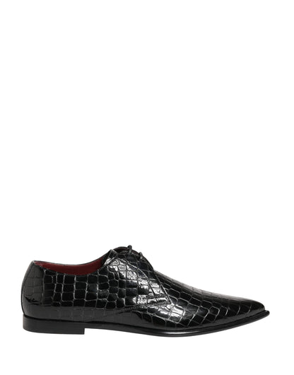 Dolce & Gabbana Black Exotic Leather Derby Men Dress Shoes