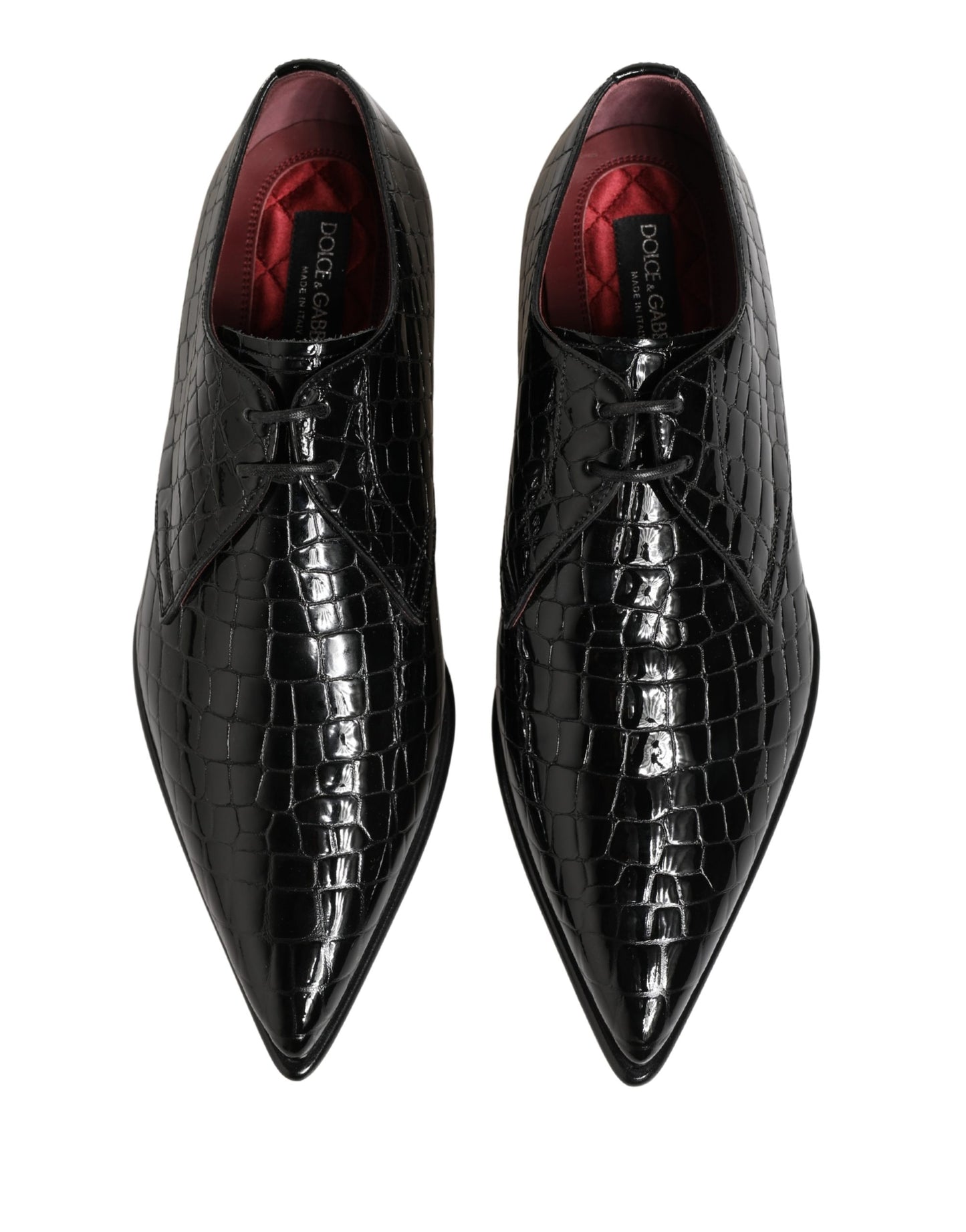Dolce & Gabbana Black Exotic Leather Derby Men Dress Shoes