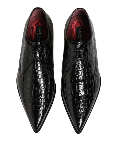 Dolce & Gabbana Black Exotic Leather Derby Men Dress Shoes