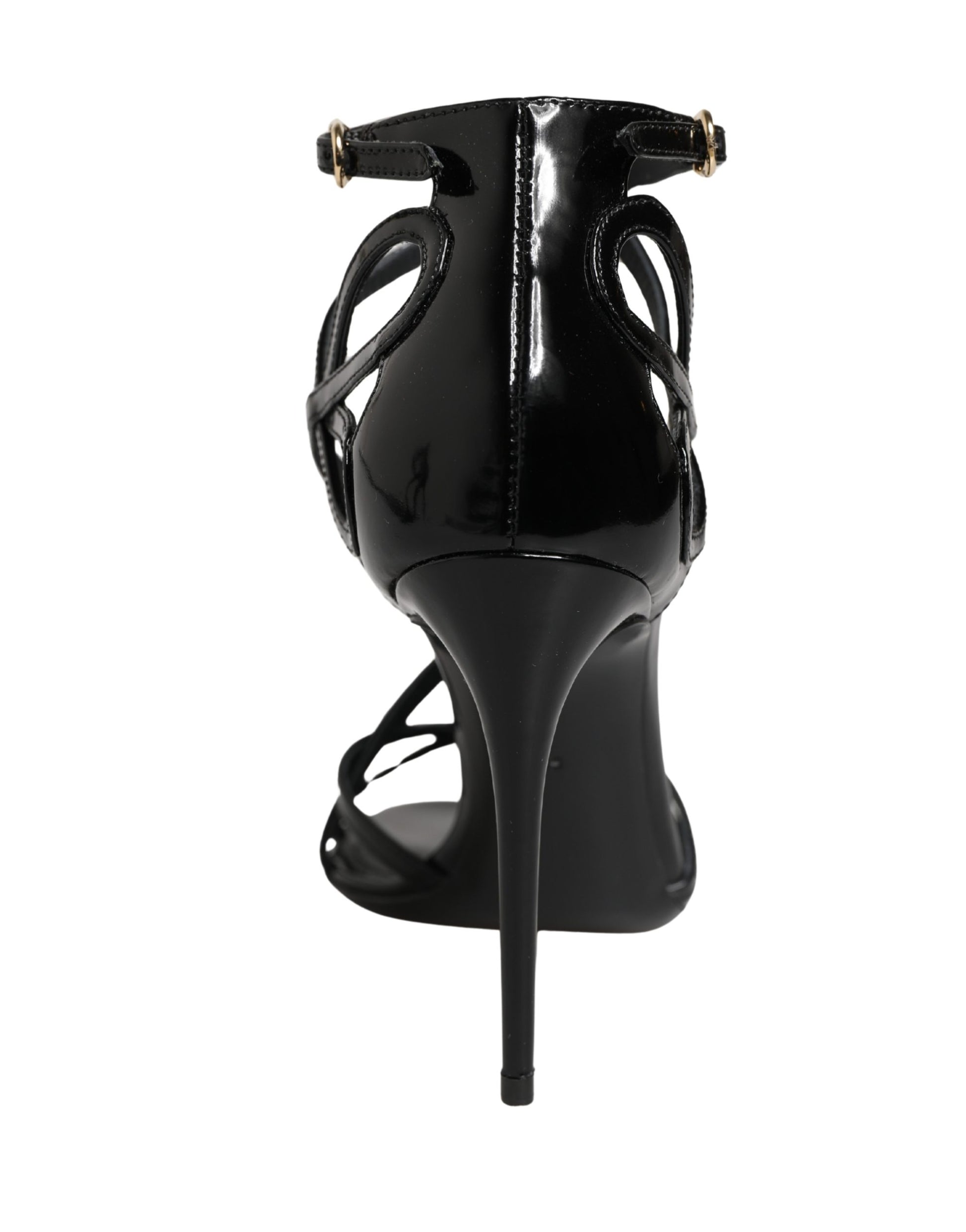 Dolce & Gabbana Black Leather Stiletto Heel Sandals Shoes