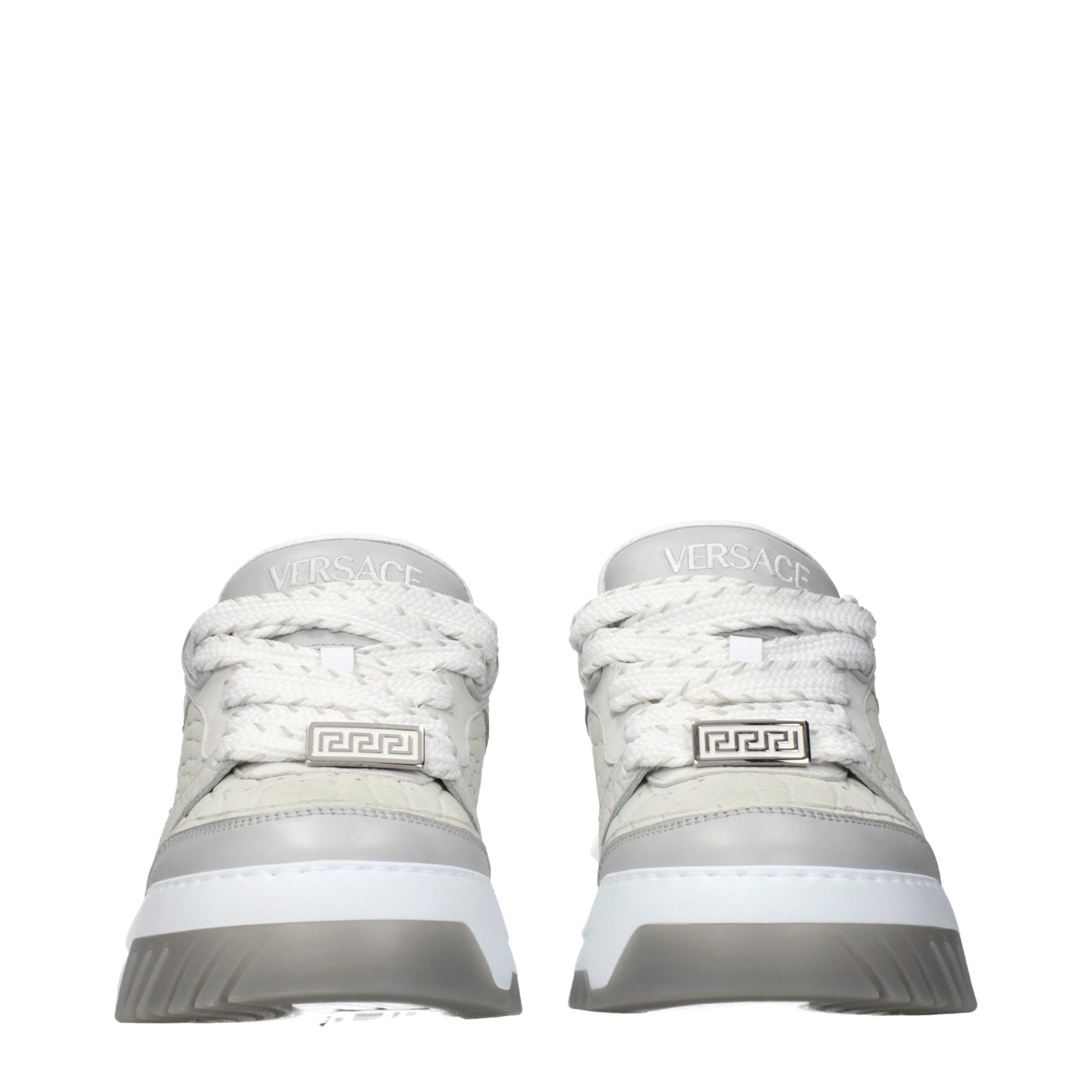 Versace Gray Leather Low Top Sneakers