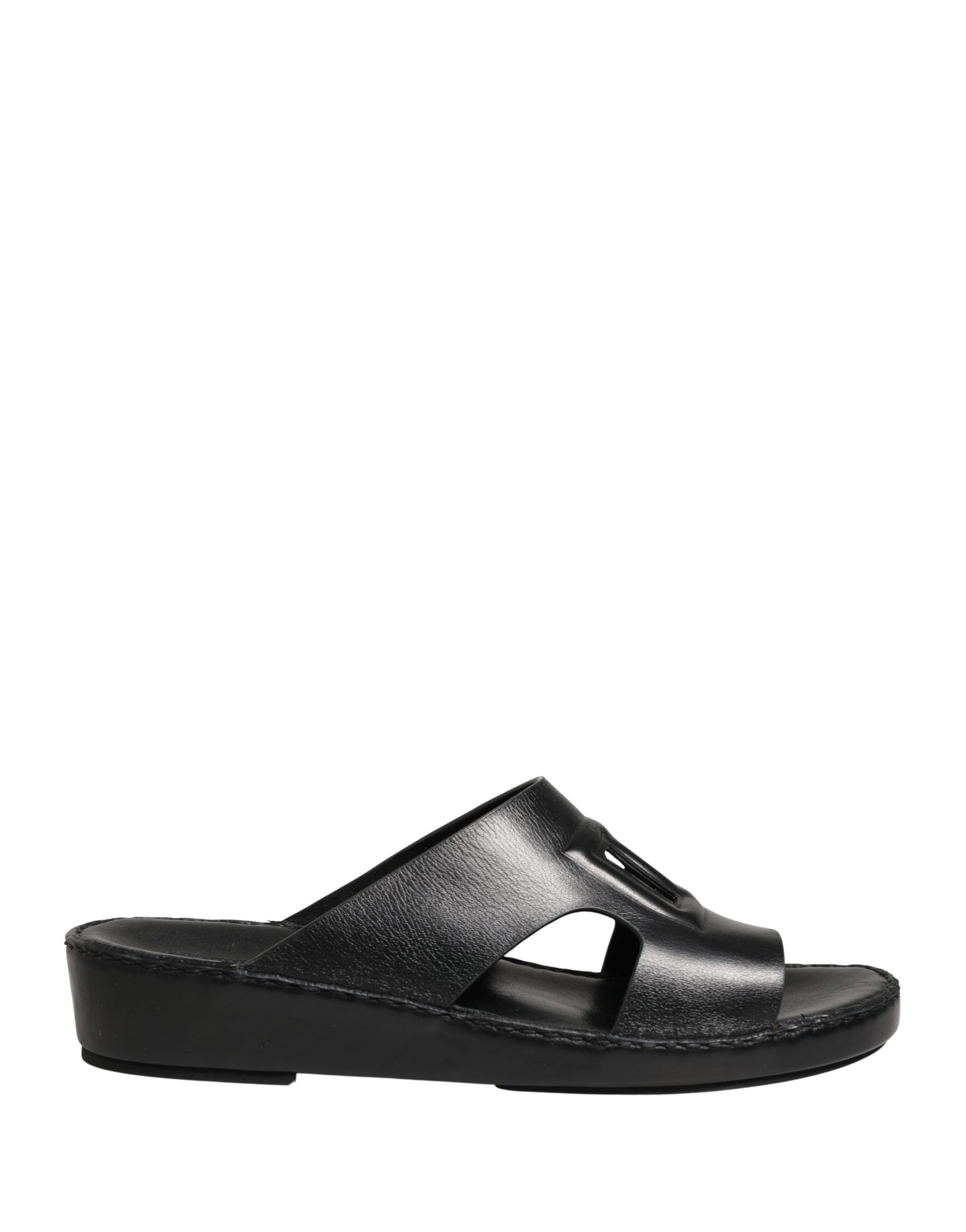 Dolce & Gabbana Black Leather Cutout DG Logo Sandals Shoes
