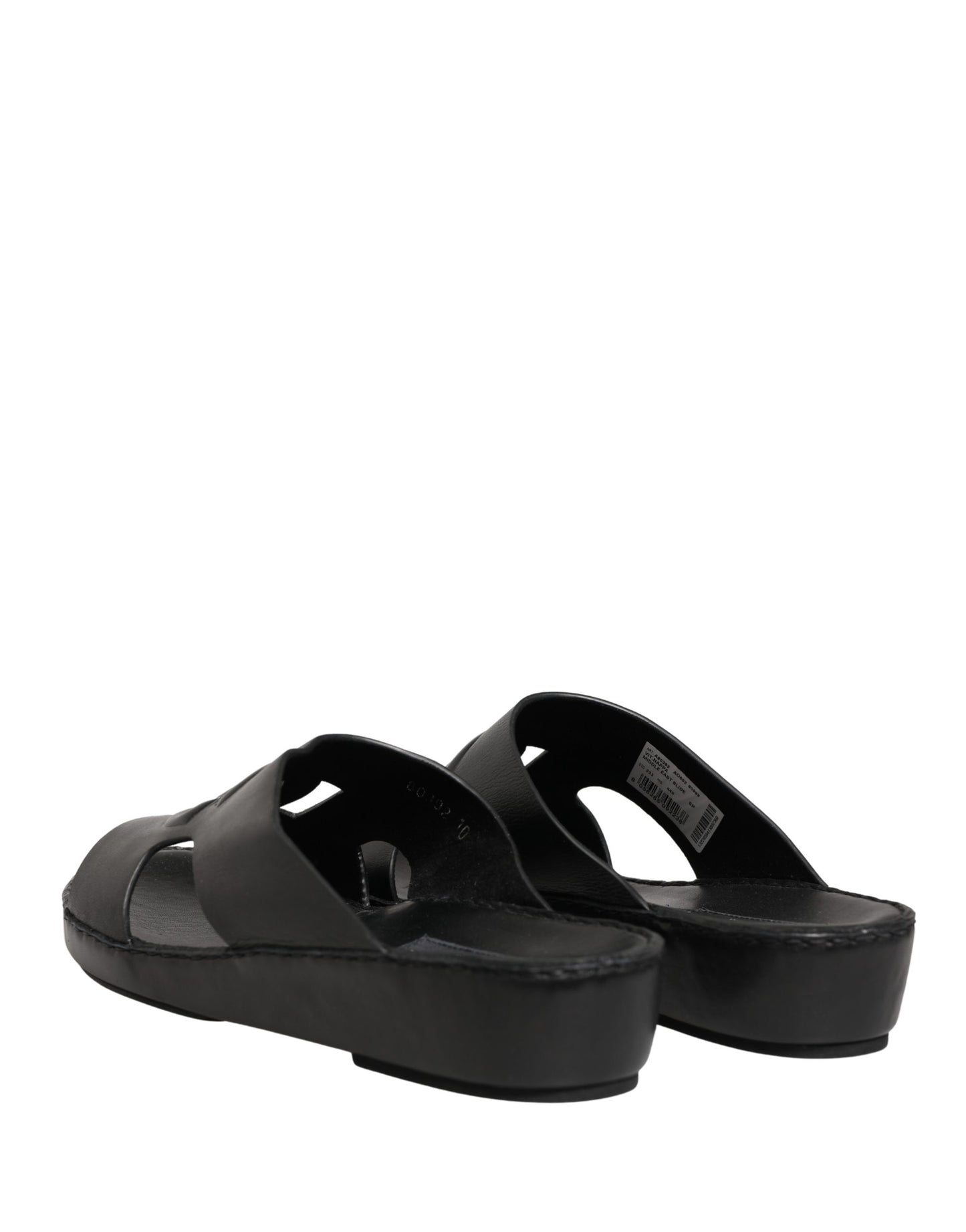 Dolce & Gabbana Black Leather Cutout DG Logo Sandals Shoes