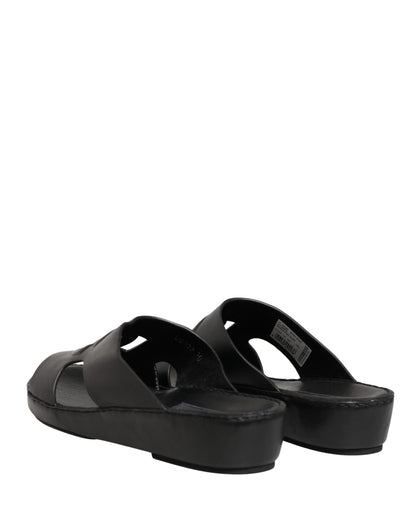 Dolce & Gabbana Black Leather Cutout DG Logo Sandals Shoes