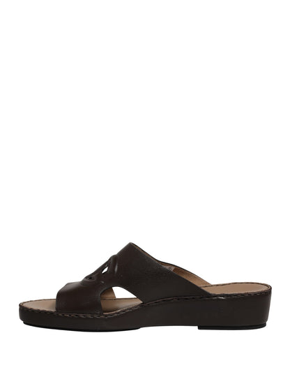 Dolce & Gabbana Brown Leather Cutout DG Logo Sandals Shoes