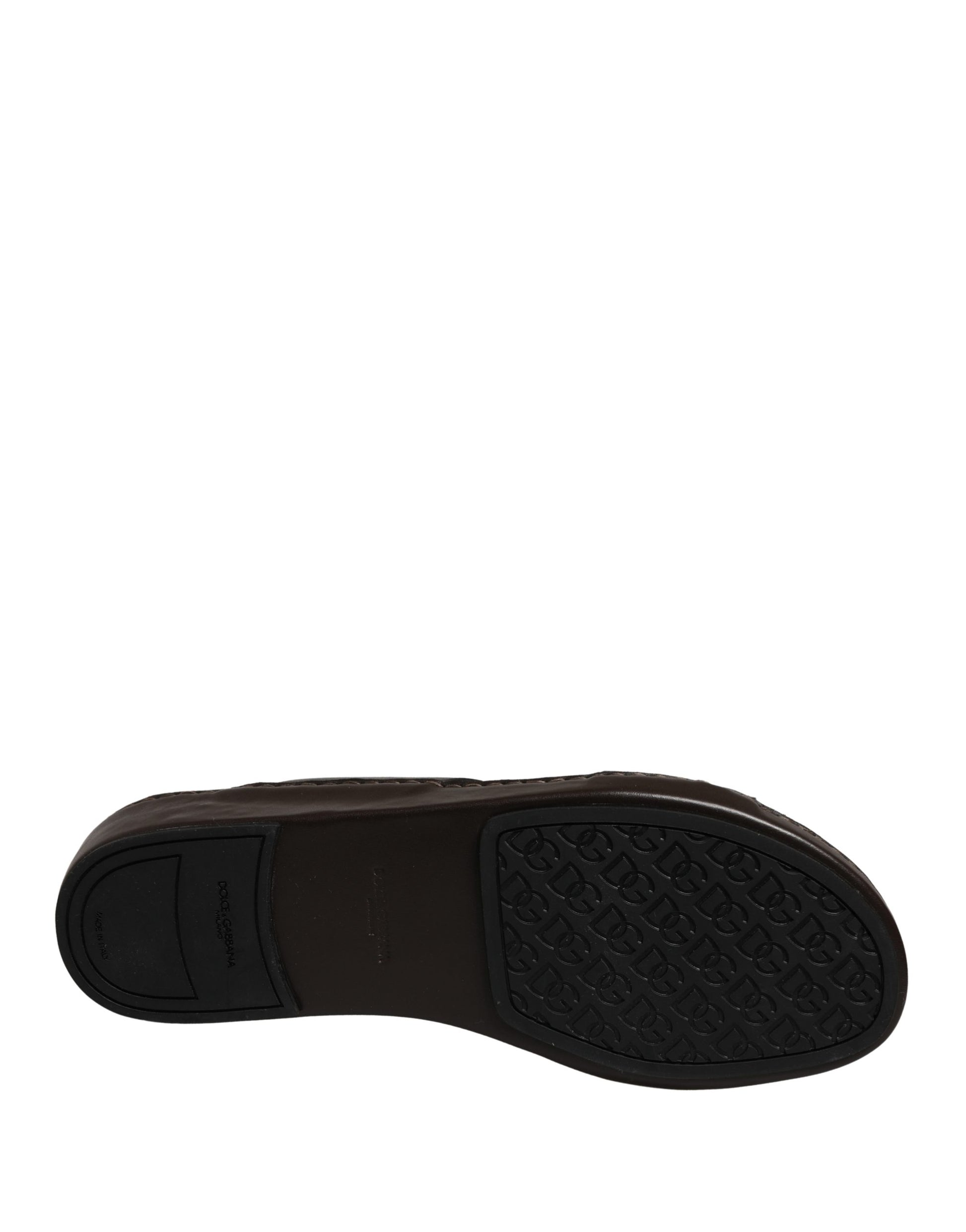 Dolce & Gabbana Brown Leather Cutout DG Logo Sandals Shoes