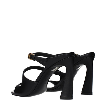 Versace Black Leather Stiletto Heel Sandals