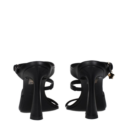 Versace Black Leather Stiletto Heel Sandals