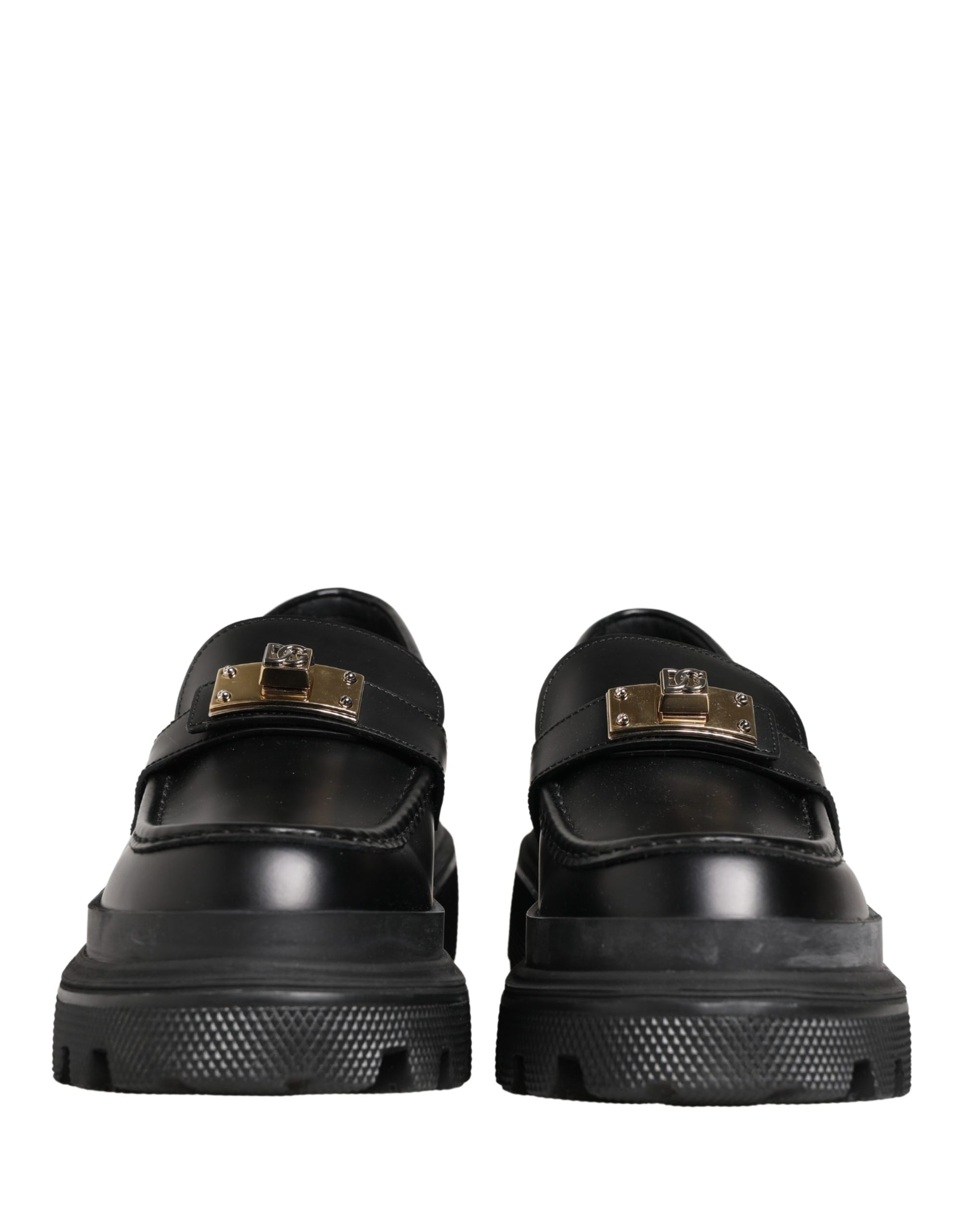 Dolce & Gabbana Black Chunky Sole Leather Men Loafers Shoes