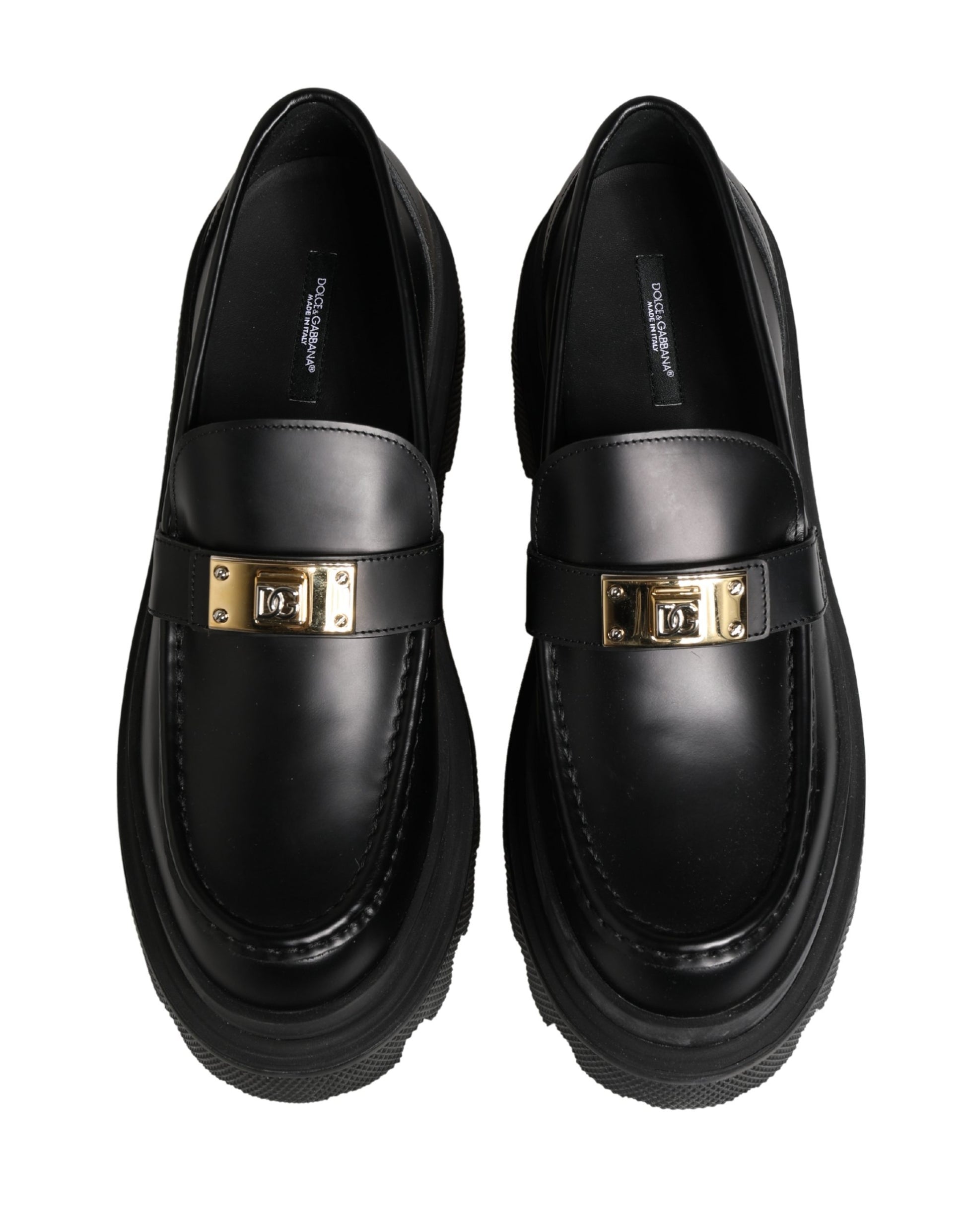 Dolce & Gabbana Black Chunky Sole Leather Men Loafers Shoes