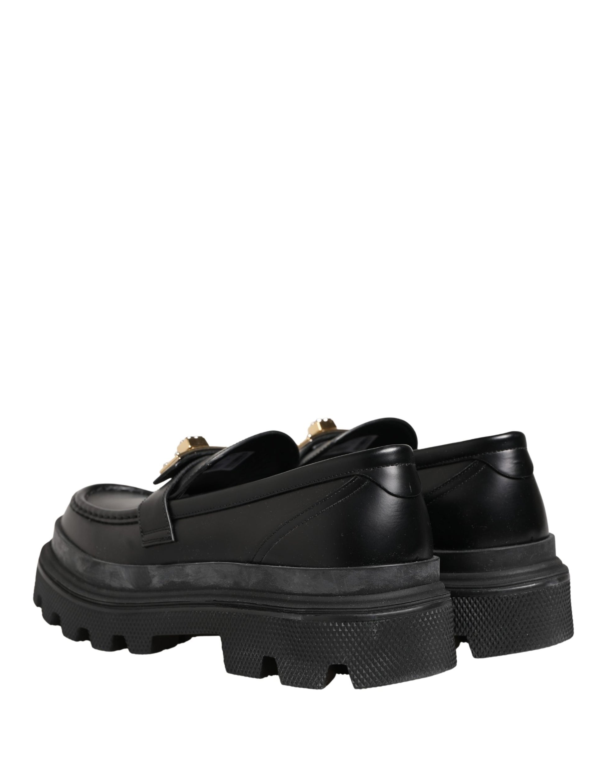 Dolce & Gabbana Black Chunky Sole Leather Men Loafers Shoes
