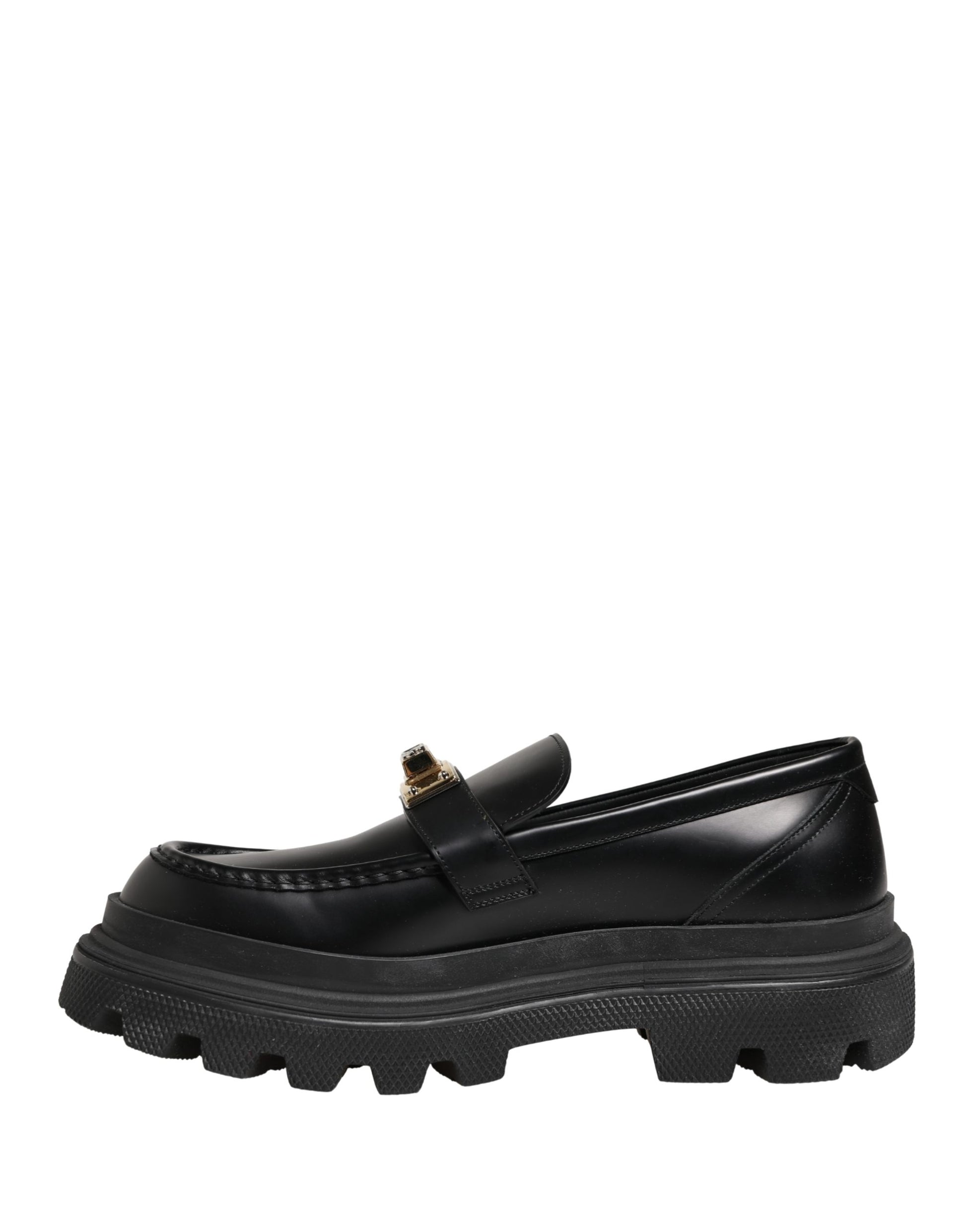 Dolce & Gabbana Black Chunky Sole Leather Men Loafers Shoes